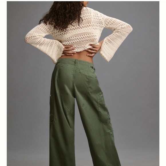 Anthropologie✖️Pilcro Slouchy Fit Surplus Pants Cargo Wide Leg Cropped Pants - Picture 3 of 16